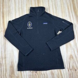 Patagonia Sweater Womens Medium Blue‎ 1/4 Zip Fleece Pullover Logo Base Layer